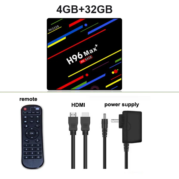 H96 MAX Plus 4 Гб оперативной памяти, 32 ГБ оперативной памяти, 64 Гб встроенной памяти Смарт Android 9,0 ТВ-бокс на Rockchip RK3328 4 K USB3.0 BT4.0 2,4G 5G Wi-Fi передатчик для интернет-телевидения Декодер каналов кабельного телевидения - Цвет: 4GB 32GB
