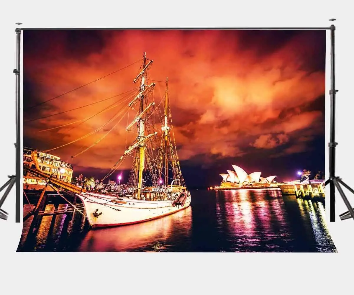 7x5ft City Night View Backdrop Sydney Opera House Photography Background Studio Props | Электроника