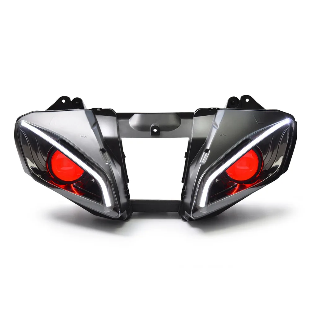 KT LED Optical Fiber Headlight Assembly for Yamaha R6 20082016 V2 Red