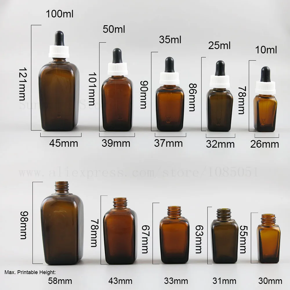 20x Amber стеклянная пипетка флаконы-капельницы, пузырьки многоразового эфирное масло духи e Жидкость Пресс и крышка твист 10/25/35/50/100 мл