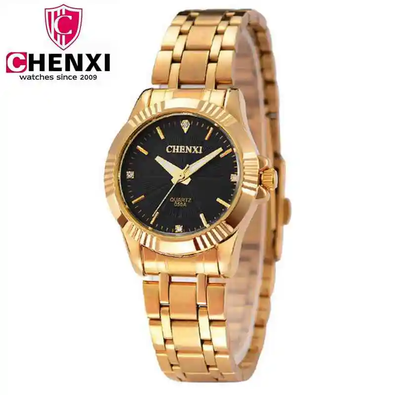 CHENXI Brand Top Luxury Ladies Gold Watch Women Golden Clock Female Women Dress Rhinestone