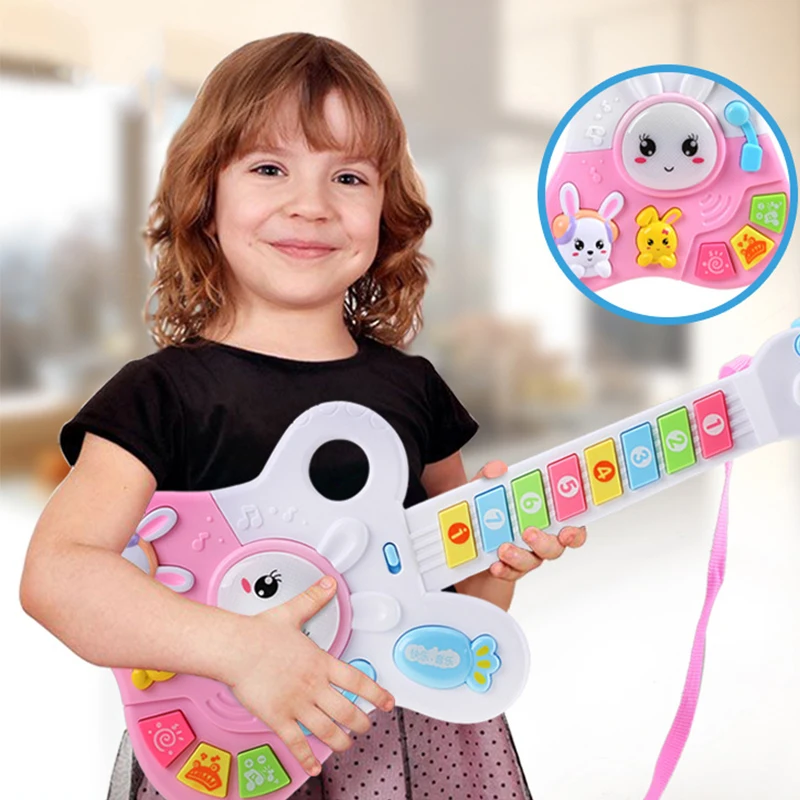 

Key Tape Flashing Electric Guitar Lights Toys Kids Simulation Musical Instruments Learning Educational Toys For Children Gift