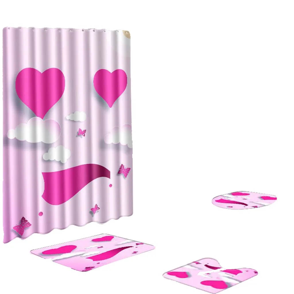 Лидер продаж Ванна Mats Впитывающий Коврик для ванной и душа набор занавесок модные розой и сердцем коврик для ванной комнаты, набор из 4 штук antideslizante alfombra