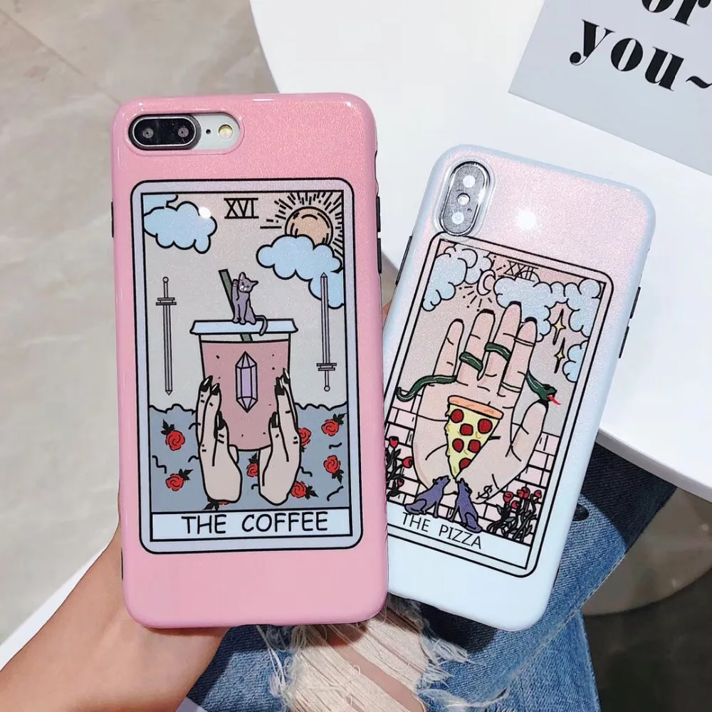 

For iphone XS MAX X XR 6 6S plus 8 7 plus case cover fashion 3d coffee pizza glitter painted soft silicon phone bag Ritozcase