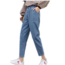 Новое поступление, большие размеры 5XL, женские, модные джинсовые брюки длиной до щиколотки, женский эластичный пояс, шаровары, свободные джинсы, CQ1556
