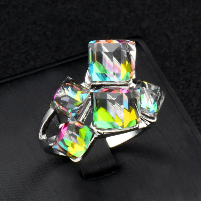 SINLEERY Роскошные Разноцветные квадратные кольца с кристаллами для помолвки для женщин модные вечерние Ювелирные Изделия Bague Femme Jz489 SSH
