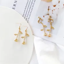 Ретро Металлические романтические серьги с розами Корейский темперамент дикие эстетические Изысканные цветы серьги клипсы женские