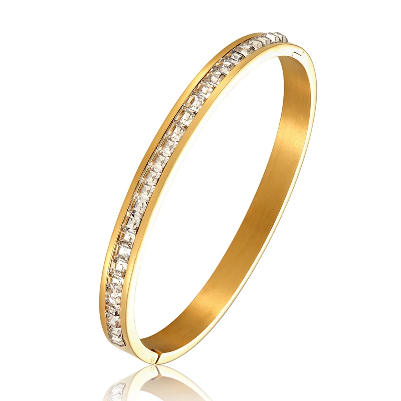 New arrival Inlaid Shiny Zircon Bracelets & Bangles for women Stainless
