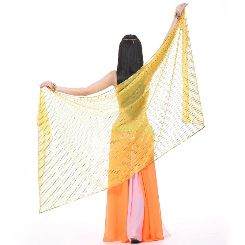 Костюм для танца живота, шелковая шаль, вуаль 210X95 см, 12 цветов, вуаль для ориентального танца, блестки, танцевальный шарф для живота, аксессуары - Цвет: As Photo