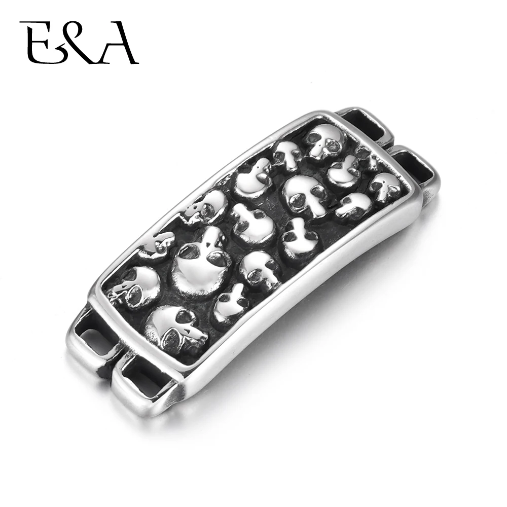 

Stainless Steel Connectors Skulls Blacken Curved 2/2 Loop DIY Punk Bracelet Making Findings Jewelry Connect Parts Supplies