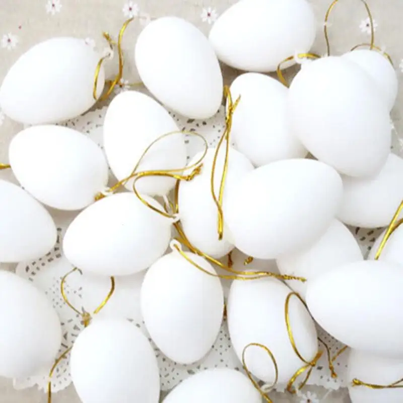 

20pcs Easter Eggs Plastic Hanging Easter Decoration For Home Happy Easter Decoration DIY Painting Easter Gift For Kids A05