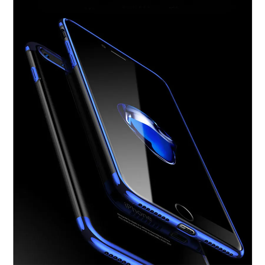 

iphone7 Luxury Plated TPU Case For iPhone X 10 Transparent Ultra Thin Silicone Cover For iPhone 7 8 6 6S Plus Phone Accessories