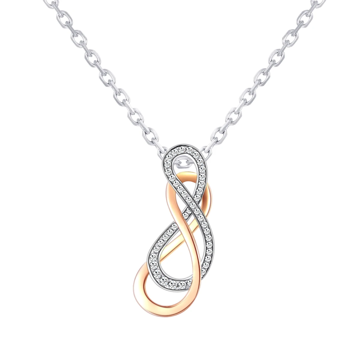 

18K gold color gold rose gold and white gold group set diamond pendant wedding female diamond necklace genuine can be customized