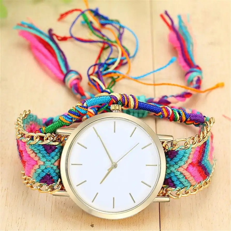 

Braided Rope Bracelet Watch Round Dial Casual Quartz WristWatch Student Retro Women Watch Brand Ladies Watches Relojes Mujer #W