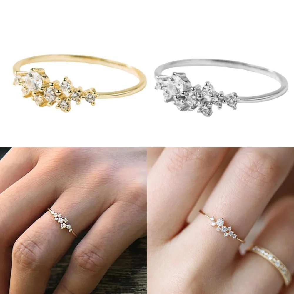 

Women Charm Ring Alloy Finger Rhinestone Shiny Party Simple Elegant Wedding Girls birthday party gift for girl