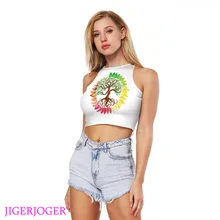 Jigerjoger Древо жизни белый кроп-топ топы для тренировок и занятий йогой одежда упражнения тренировка шестерни бак Корректирующий топ майки с круглым камзол