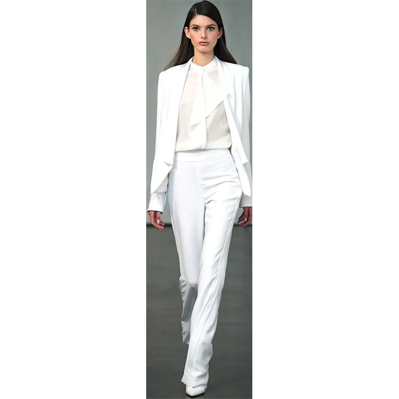 Jacket + Women's Pants Business Suit White Female Uniform Office Ladies ...