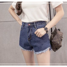 OL кисточкой Широкие джинсовые шорты женские повседневные свободные однотонная Джинсовая шорты женские шорты летние джинсы мода