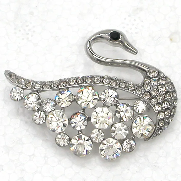 12pcs/lot Wholesale Fashion Brooch Rhinestone Swan Pin brooches C102094