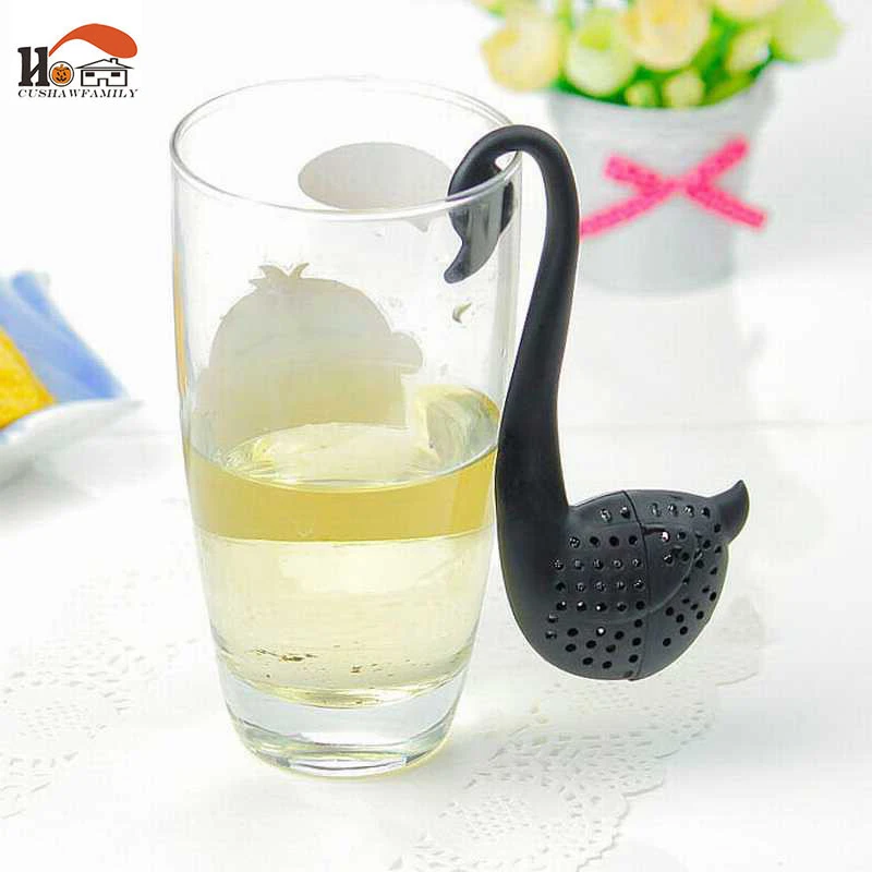 1x элегантный лебедь пластиковый чайный мешок подвесной infuser Фильтры Чайные