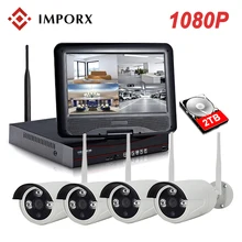IMPORX 1080P 4CH Беспроводной NVR комплект 1" lcd NVR ИК ночного видения 2MP безопасности CCTV IP камера Открытый Wifi система наблюдения комплект