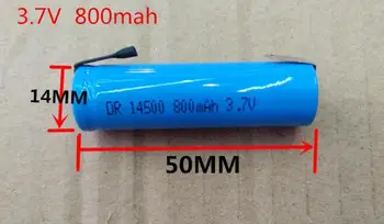 

10PCS 3.7v 14500 li-ion battery 800mah AA rechargeable lithium ion cell with welding tabs pins