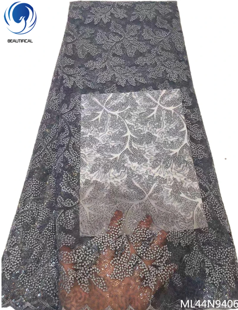 

BEAUTIFICAL sequins french lace sequin tulle lace fabric high quality african lace fabric wedding decoration sequin ML44N94