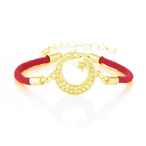 Cute Allah Muslim Religious Heart Moon Bracelet for Women's Eid al-Fitr Jewels of Fatima Eye of Evil Spirit Gift Wholesale - Окраска металла: gold 1