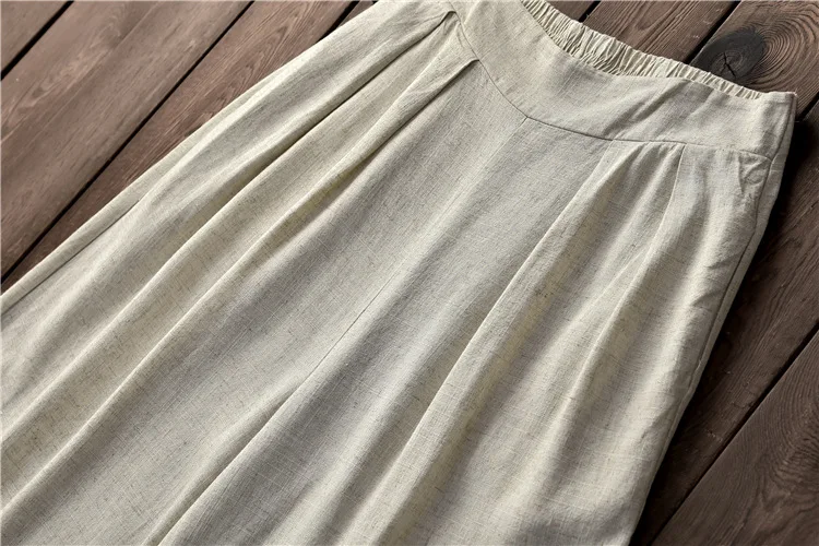 LZJN 2019 Spring Summer Culottes Pants Vintage Cotton Linen Pants Loose Full Length Trousers Women Wide Leg Pants White 3 Colors (16)