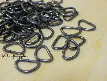 

d ring d-rings purse ring Webbing Strapping gunmetal 10 mm 3/8 inch 40pcs i25