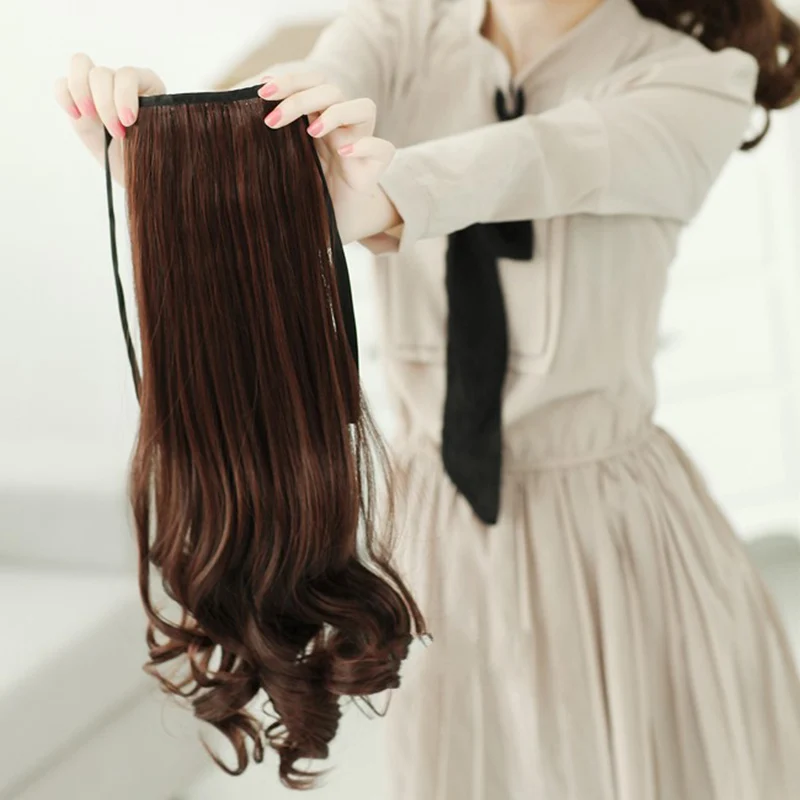 SHANGKE Long Wavy Ponytail Natural Fake Hair Tails Women Heat Resistant Synthetic Ponytails Women Fault Hair Pieces Hairstyle