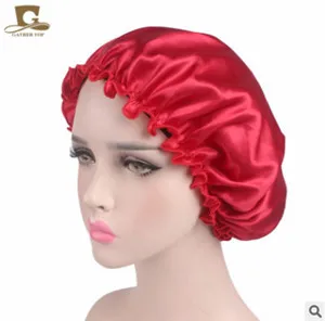 Silk Satin Night Sleep Cap Hair Care Beauty Bonnet Hat Head Cover Elastic Band - Цвет: A