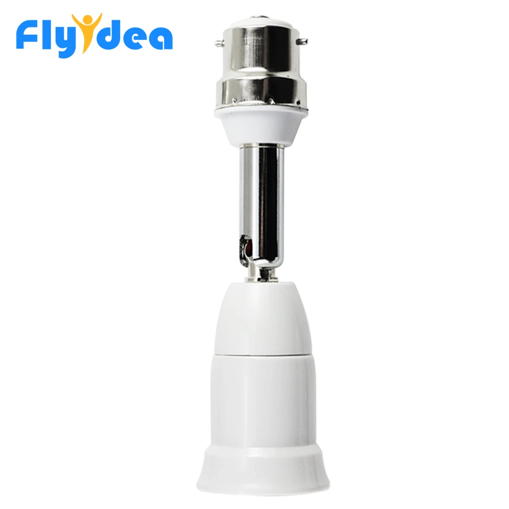 

New Flexible E27 to B22 LED Lamp base Bulb Socket With 10CM Extension Light Holder Converters PC+ aluminum White