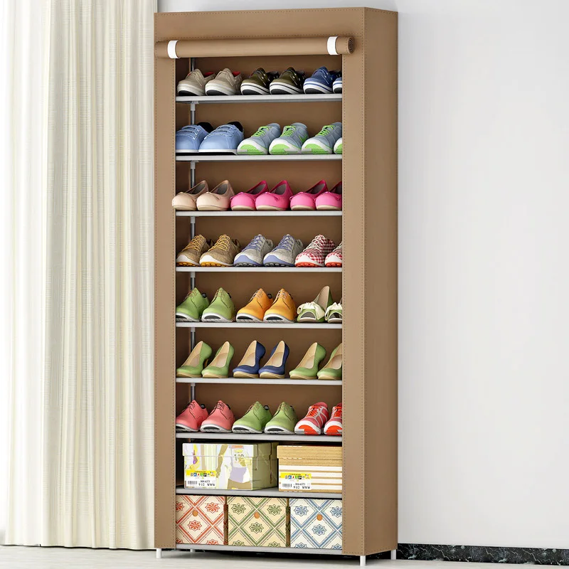 Шкаф для обуви 10 слоев 9-сетка из нержавеющей стали ткани большой органайзер для обуви Съемный для хранения обуви для домашней мебели