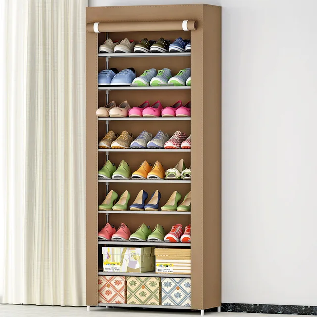 Special Offers Shoe cabinet 10 layer 9-grid stainless steel fabrics large shoe rack organizer removable shoe storage for home furniture Special Offers Shoe cabinet 10 layer 9-grid stainless steel fabrics large shoe rack organizer removable shoe storage for home furniture