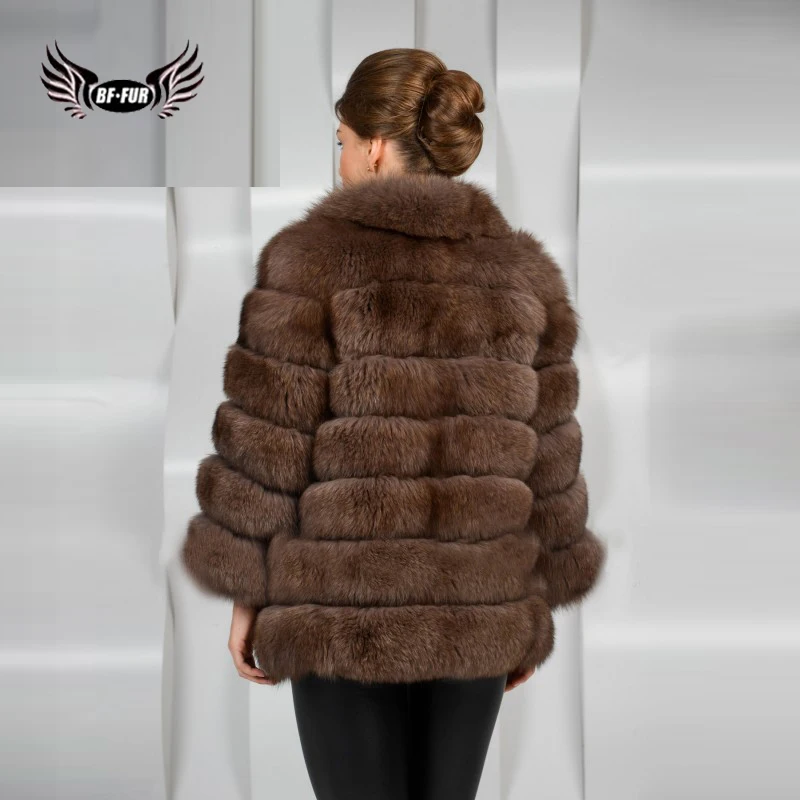 BFFUR, зимняя женская куртка из натурального Лисьего меха, цельная кожа, натуральная кожа, Женская куртка, толстая, из натурального Лисьего меха, короткая шуба