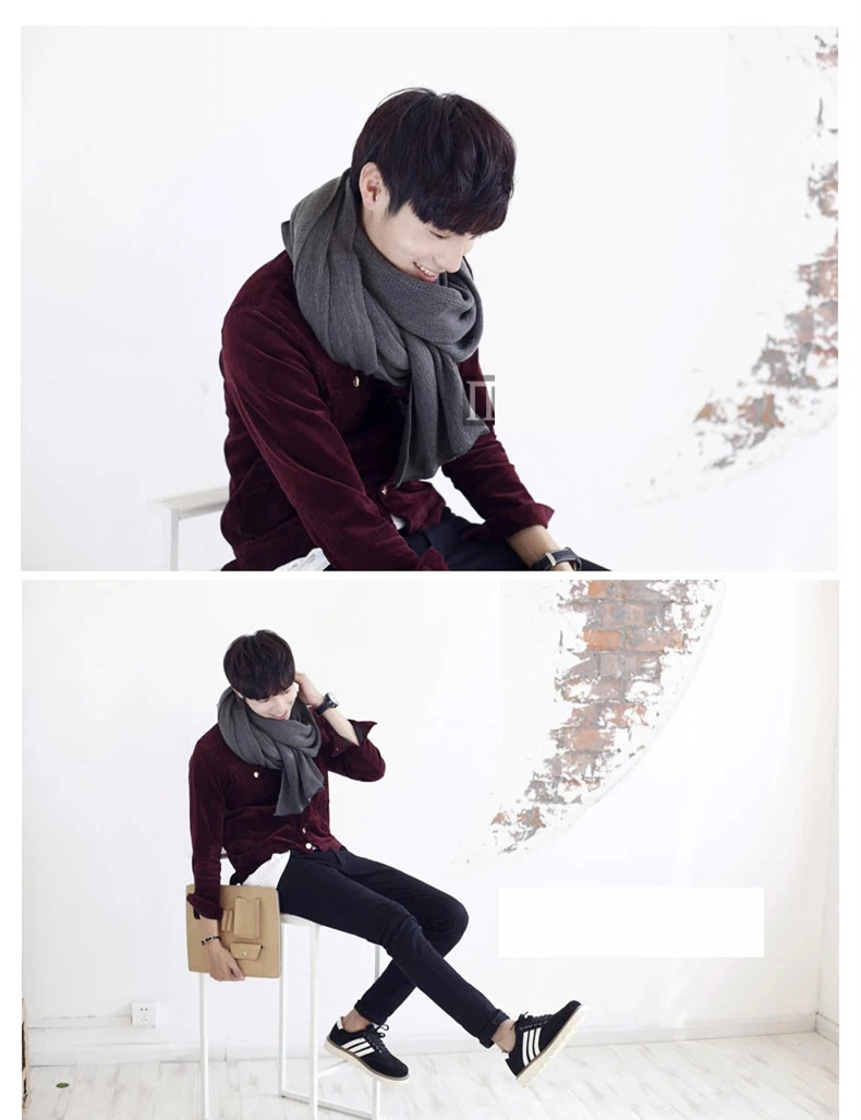 2022 New Arrived Brand Men Scarf Knit Spring Winter Scarves Long Size Male Warmer Women's Solid Color Wool Bufanda wool scarf mens