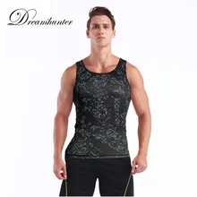 Отпечатано высокой упругой Running жилеты для Для мужчин спортивная быстросохнущая Фитнес Обучение Бодибилдинг сжатия сорочки бег