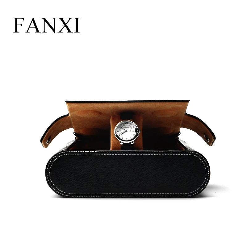 Fanxi новые черные ПУ кожаные Наручные часы дисплей Сумка Портативные хранения