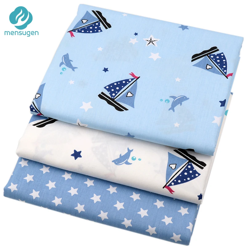 Buy Sailboat Stars Cotton Fabric Meters baby Boy