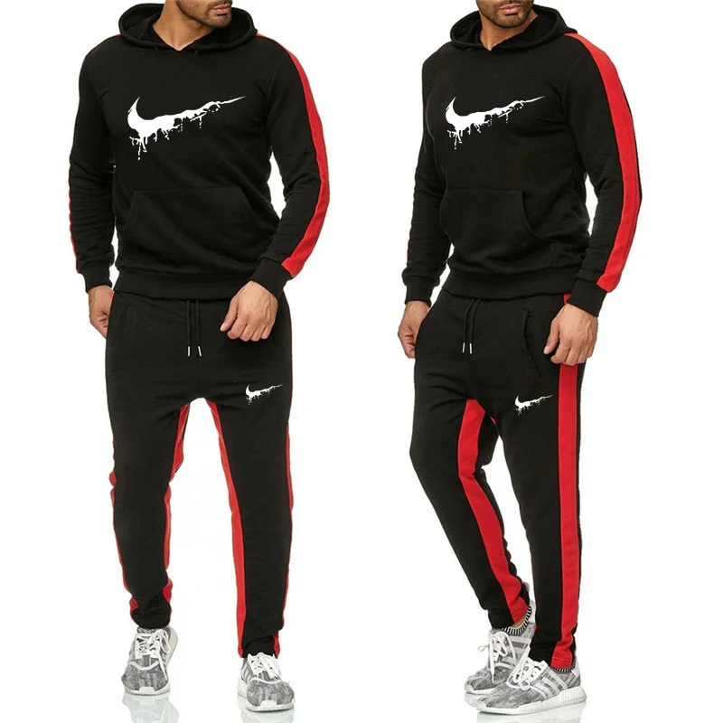 2019 The New Brand Tracksuit Fashion Men Sportswear Two Piece Sets All Cotton Fleece Thick hoodie+Pants Sporting Suit 2019 The New Brand Tracksuit Fashion Men Sportswear Two Piece Sets All Cotton Fleece Thick hoodie+Pants Sporting Suit