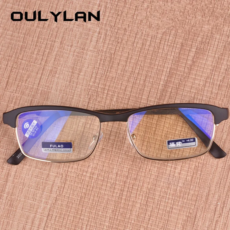 Oulylan, анти-синий светильник, очки для чтения, женские, мужские, классические, половинная оправа, дизайн компьютера, очки с диоптрией+ 1,0 2,0 3,5 4,0