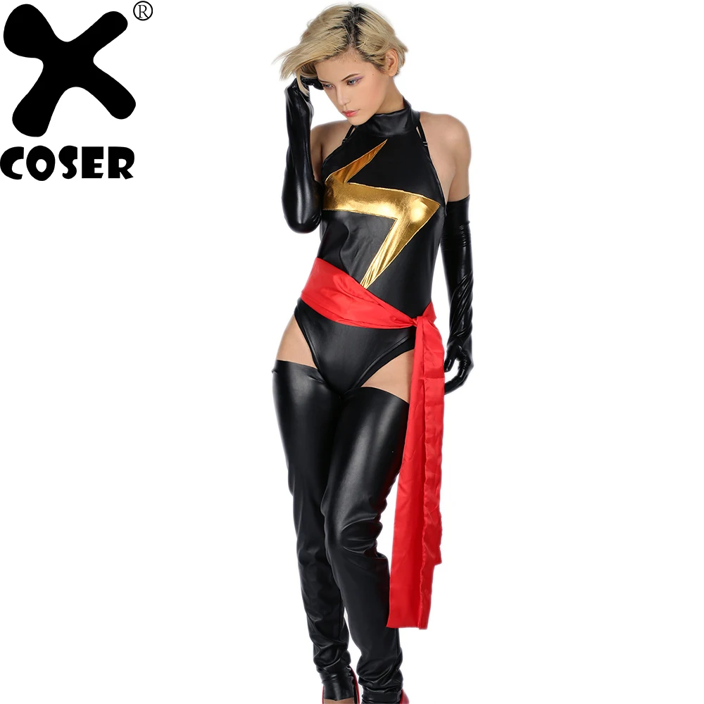Женский комбинезон из искусственной кожи XCOSER черный костюм для костюмированной
