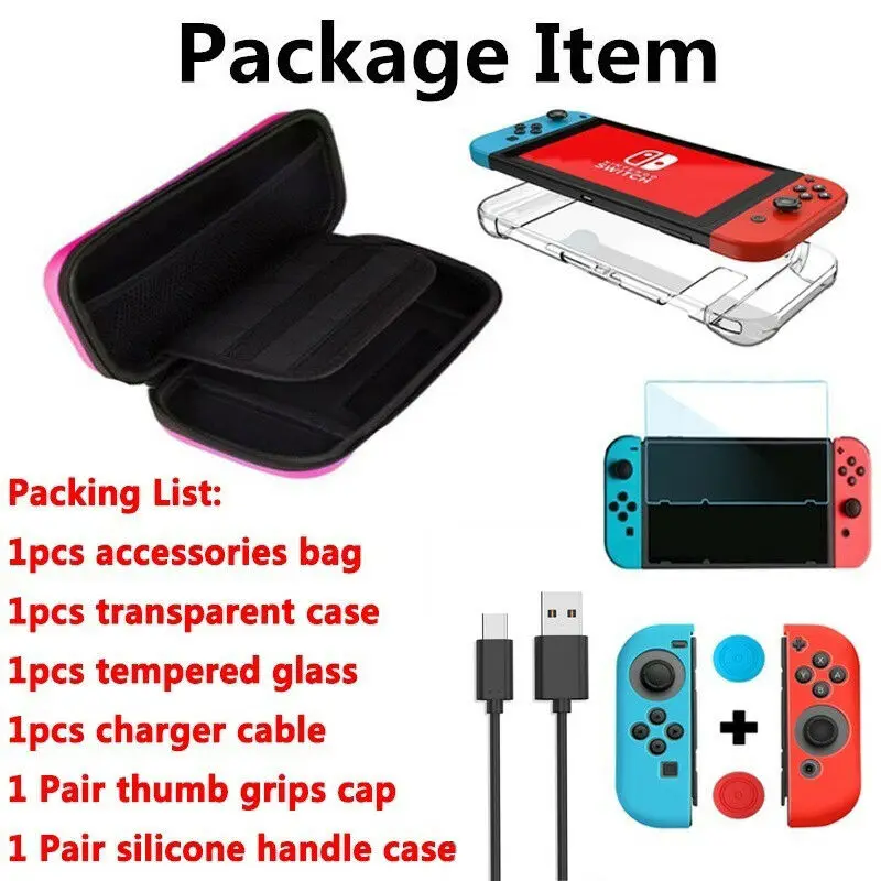 6 в 1 набор игровых аксессуаров для Nintendo Switch дорожная сумка переноски защитный