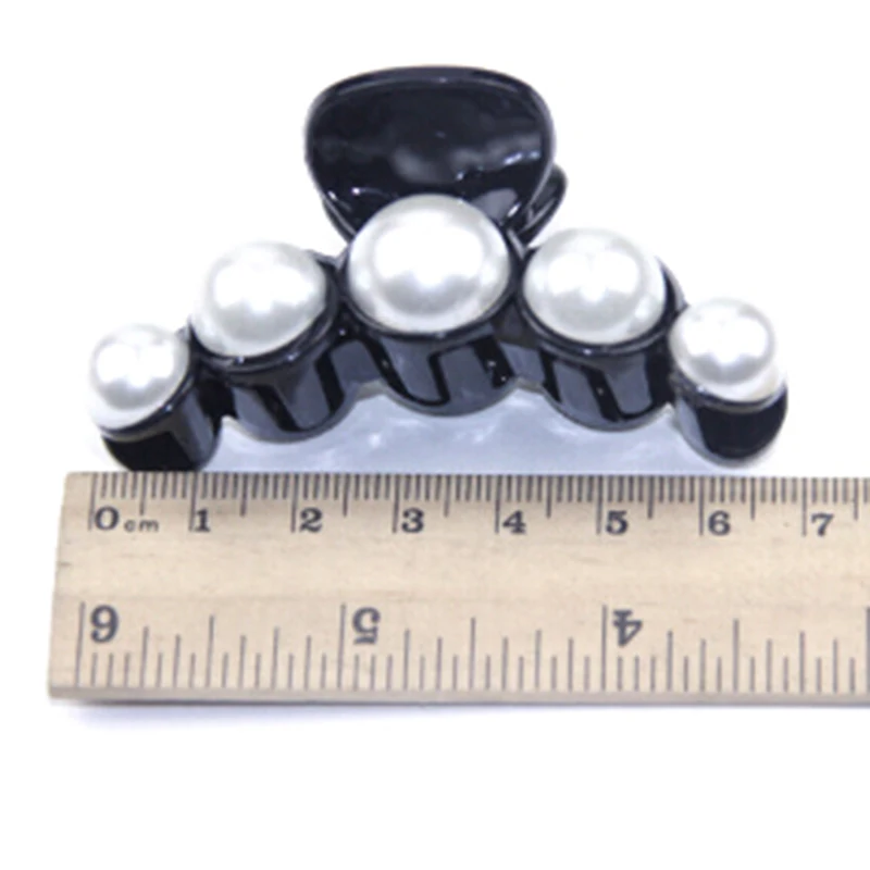 Emulational Pearl Top Gripper Hairpins Crystal Rhinestone Hair Clip Hair Crab Plastic Hair Claws for Women Clamp Resin Barette