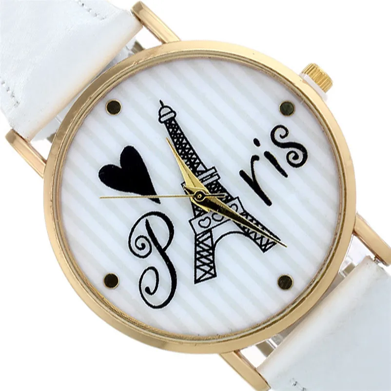 Women's watches casual watches Retro Tower Stripe Pattern leather watch strap Analog Quartz Wrist Watch clock Reloj mujer M17 (2)