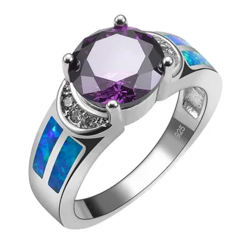 

Purple Crystal Zircon With Blue Fire Opal 925 Sterling Silver Ring Jewelry Size 6 7 8 9 10 R1492