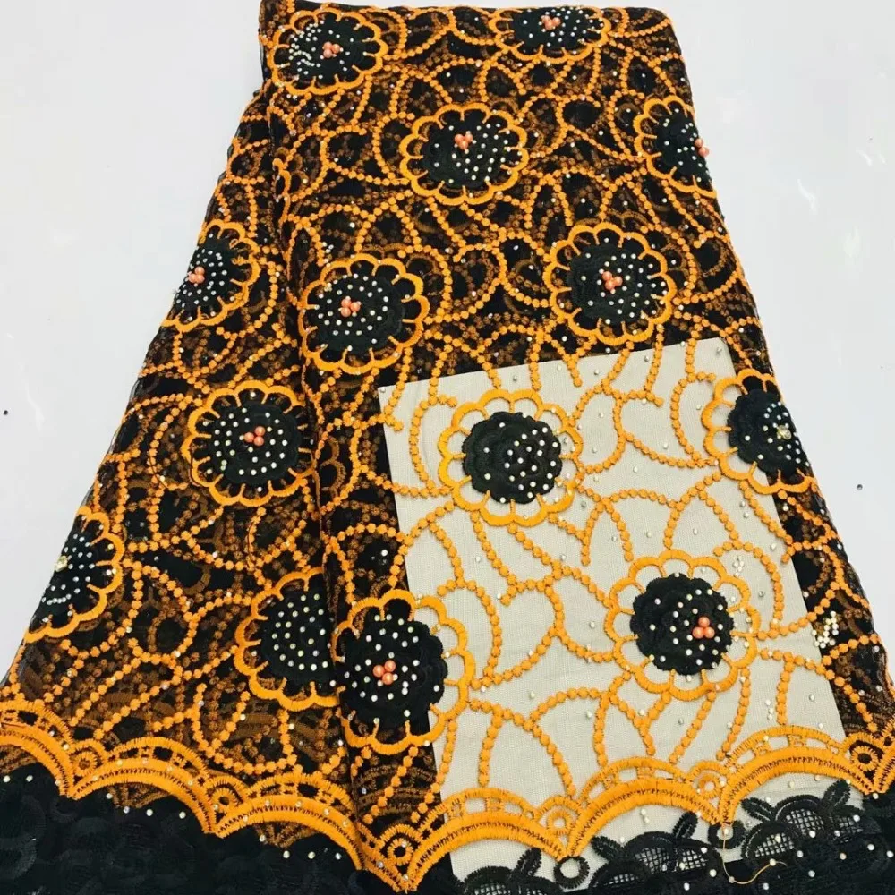 

new fashion African cord lace with stones!wholesale price French lace fabric!High quality guipure lace fabric for party dress!
