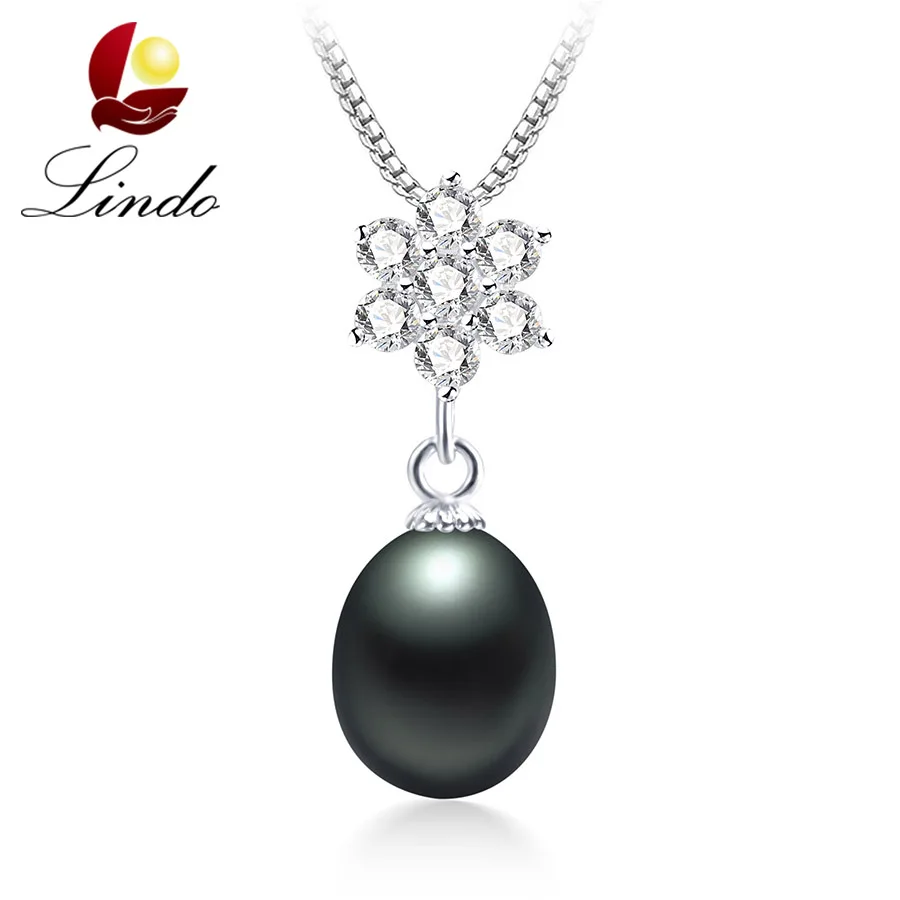 

AAA Zircon Fashion Women 100% Natural Freshwater Pearl Pendants Good Quality Silver Flower Necklace Christmas Jewelry With Chain