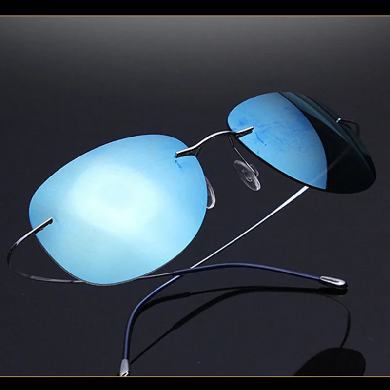 Поляризованные солнцезащитные очки для мужчин Роскошные брендовые дизайнерские солнцезащитные очки для мужчин памяти чистый титан ультра-легкие без оправы RS105 - Цвет линз: RS105 C12